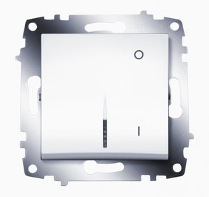 Фото ABB Cosmo 619-010200-236 Выключатель одноклавишный двухполюсный (10 А, под рамку, скрытая установка, подсветка, белый)