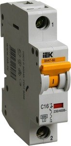 Фото IEK ВА47-60 MVA41-1-002-D Автоматический выключатель однополюсный 2А (6 кА, D)