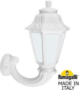 Фото Fumagalli Ofir/Anna E22.132.000.WYF1R Светильник консольный уличный на стену с 1 фонарем 450 мм (корпус белый, плафон опал)