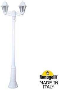 Фото Fumagalli Ricu Bisso/Anna 2L E22.157.S20.WXF1R Светильник садовый с 2 фонарями 2340 мм (корпус белый, плафон прозрачный)