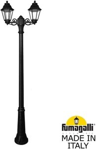 Фото Fumagalli Ricu Bisso/Anna 2L E22.157.S20.AXF1R Светильник садовый с 2 фонарями 2340 мм (корпус черный, плафон прозрачный)