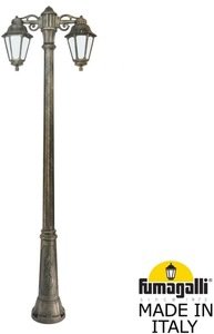 Фото Fumagalli Ricu Bisso/Anna 2L Dn E22.157.S20.BYF1RDN Светильник садовый с 2 фонарями 2130 мм (корпус античная бронза, плафон опал)