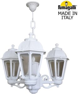 Фото Fumagalli Sichem/Saba 3L K22.120.S30.WXF1R Люстра уличная с 3 фонарями 690 мм (корпус белый, плафон прозрачный)