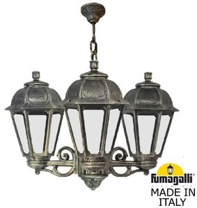 Фото Fumagalli Sichem/Saba 3L K22.120.S30.BXF1R Люстра уличная с 3 фонарями 690 мм (корпус античная бронза, плафон прозрачный)