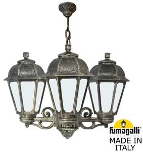 Фото Fumagalli Sichem/Saba 3L K22.120.S30.BYF1R Люстра уличная с 3 фонарями 690 мм (корпус античная бронза, плафон опал)