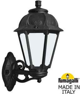 Фото Fumagalli Bisso/Saba K22.131.000.AYF1R Светильник консольный уличный на стену с 1 фонарем 460 мм (корпус черный, плафон опал)
