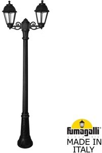Фото Fumagalli Gigi Bisso/Saba 2L K22.156.S20.AXF1R Светильник садовый с 2 фонарями 2100 мм (корпус черный, плафон прозрачный)