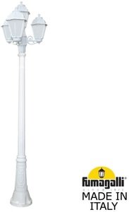 Фото Fumagalli Gigi Bisso/Saba 3+1 K22.156.S31.WYF1R Светильник садовый с 4 фонарями 2300 мм (корпус белый, плафон опал)