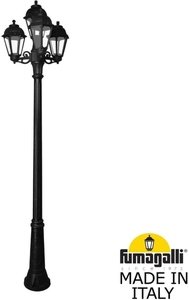 Фото Fumagalli Ricu Bisso/Saba 3+1 K22.157.S31.AXF1R Светильник садовый с 4 фонарями 2480 мм (корпус черный, плафон прозрачный)