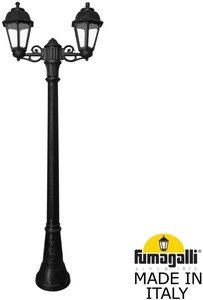 Фото Fumagalli Artu Bisso/Saba 2L K22.158.S20.AXF1R Светильник садовый с 2 фонарями 1860 мм (корпус черный, плафон прозрачный)