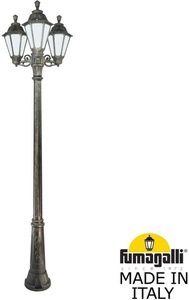 Фото Fumagalli Ricu Bisso/Rut 3L E26.157.S30.BYF1R Светильник садовый с 3 фонарями 2500 мм (корпус античная бронза, плафон опал)