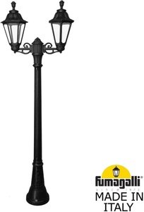 Фото Fumagalli Artu Bisso/Rut 2L E26.158.S20.AXF1R Светильник садовый с 2 фонарями 2000 мм (корпус черный, плафон прозрачный)
