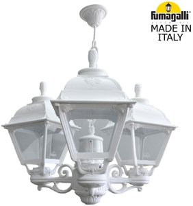 Фото Fumagalli Sichem/Cefa 3L U23.120.S30.WXF1R Люстра уличная с 3 фонарями 690 мм (корпус белый, плафон прозрачный)