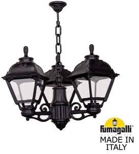 Фото Fumagalli Sichem/Cefa 3L U23.120.S30.AXF1R Люстра уличная с 3 фонарями 690 мм (корпус черный, плафон прозрачный)