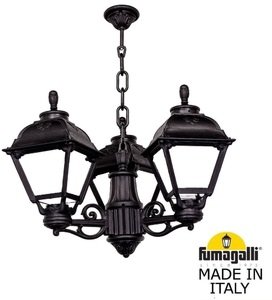 Фото Fumagalli Sichem/Cefa 3L U23.120.S30.AYF1R Люстра уличная с 3 фонарями 690 мм (корпус черный, плафон опал)