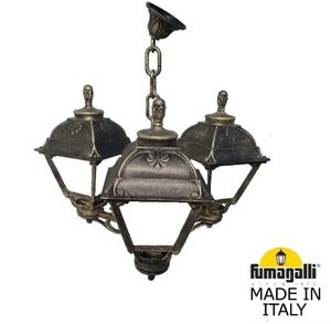 Фото Fumagalli Sichem/Cefa 3L U23.120.S30.BYF1R Люстра уличная с 3 фонарями 690 мм (корпус античная бронза, плафон опал)