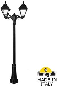 Фото Fumagalli Bisso/Cefa 2L U23.156.S20.AXF1R Светильник садовый с 2 фонарями 2170 мм (корпус черный, плафон прозрачный)