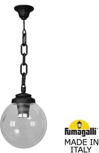 Фото Fumagalli Sichem/G250 G25.120.000.AXE27 Подвесной светильник на цепочке с 1 фонарем 700 мм (корпус черный, плафон прозрачный)