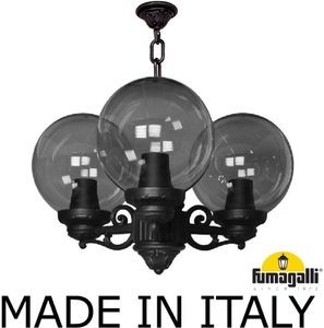 Фото Fumagalli Sichem/G250 3L G25.120.S30.AZE27 Люстра уличная с 3 фонарями 690 мм (корпус черный, плафон дымчатый)