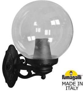 Фото Fumagalli Bisso/G250 G25.131.000.AXE27 Светильник консольный уличный на стену с 1 фонарем 360 мм (корпус черный, плафон прозрачный)