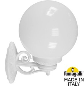 Фото Fumagalli Bisso/G250 G25.131.000.WYE27 Светильник консольный уличный на стену с 1 фонарем 360 мм (корпус белый, плафон матовый)
