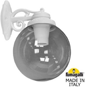 Фото Fumagalli Bisso/G250 G25.131.000.WZE27DN Светильник консольный уличный на стену с 1 фонарем 360 мм (корпус белый, плафон дымчатый)