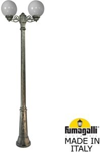 Фото Fumagalli Ricu Bisso/G250 2L G25.157.S20.BYE27 Светильник садовый с 2 фонарями 2350 мм (корпус античная бронза, плафон матовый)