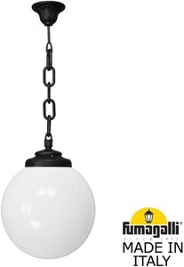 Фото Fumagalli Sichem/G300 G30.120.000.AYE27 Подвесной светильник на цепочке с 1 фонарем 750 мм (корпус черный, плафон опал)