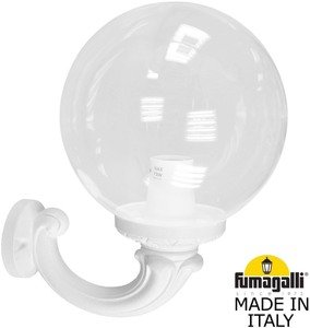 Фото Fumagalli Ofir/G300 G30.132.000.WXE27 Светильник консольный уличный на стену с 1 фонарем 400 мм (корпус белый, плафон прозрачный)