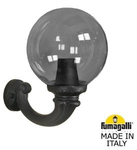 Фото Fumagalli Ofir/G300 G30.132.000.AZE27 Светильник консольный уличный на стену с 1 фонарем 400 мм (корпус черный, плафон дымчатый)