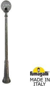 Фото Fumagalli Ricu/G300 G30.157.000.BZE27 Светильник садовый с 1 фонарем 2300 мм (корпус античная бронза, плафон дымчатый)