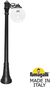 Фото Fumagalli Artu Bisso/G300 1L G30.158.S10.AXE27 Светильник садовый с 1 фонарем 1600 мм (корпус черный, плафон прозрачный)