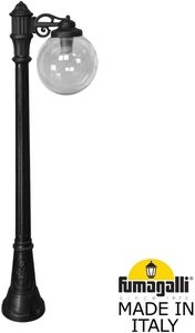Фото Fumagalli Artu Bisso/G300 1L G30.158.S10.AZE27 Светильник садовый с 1 фонарем 1600 мм (корпус черный, плафон дымчатый)