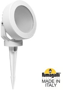 Фото Fumagalli Tommy Spike 2M1.001.000.WXD1L Прожектор ландшафтный с 1 фонарем 340 мм (корпус белый, плафон матовый)
