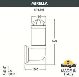 Фото Fumagalli Mirella D15.505.000.BYE27 Светильник уличный настенный с 1 фонарем 520 мм (корпус античная бронза, плафон опал)