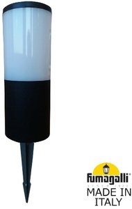 Фото Fumagalli Amelia Spike DR2.572.000.AYF1R Прожектор ландшафтный с 1 фонарем 250 мм (250+180 колышек, корпус чёрный, плафон молочный)