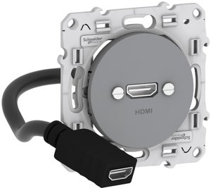 Фото Schneider Electric Odace S53R462 Розетка HDMI (HDMI, под рамку, скрытая установка, алюминий)
