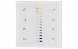 Фото Arlight 021063 Панель сенсорная Sens SR-2830B-AC-RF-IN White (220V, MIX+DIM, 4 зоны)