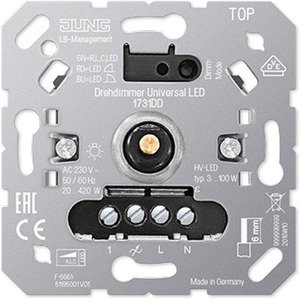 Фото Jung LB 1731DD Светорегулятор роторный (420 Вт, механизм, скрытая установка)