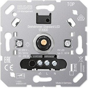 Фото Jung LB 1730DD Светорегулятор роторный (210 Вт, механизм, скрытая установка)