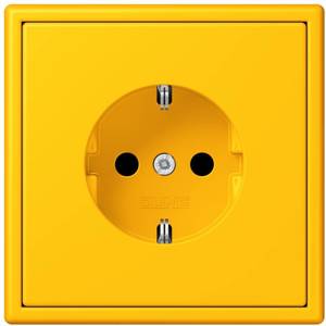 Фото Jung Le Corbusier LC1520KI4320W Розетка с заземляющим контактом (16 А, под рамку, шторки, скрытая установка, le jaune vif)