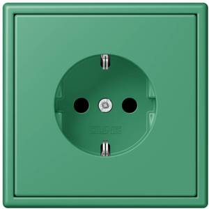Фото Jung Le Corbusier LC1520KI4320G Розетка с заземляющим контактом (16 А, под рамку, шторки, скрытая установка, vert 59)