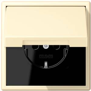 Фото Jung Le Corbusier LC1520KIKL32001 Розетка с крышкой и с заземляющим контактом (16 А, под рамку, шторки, скрытая установка, blanc)