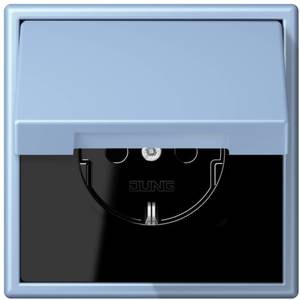 Фото Jung Le Corbusier LC1520KIKL32021 Розетка с крышкой и с заземляющим контактом (16 А, под рамку, шторки, скрытая установка, outremer moyen)