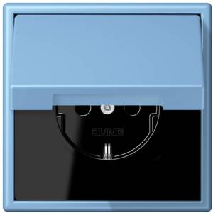 Фото Jung Le Corbusier LC1520KIKL4320N Розетка с крышкой и с заземляющим контактом (16 А, под рамку, шторки, скрытая установка, bleu céruléen 59)