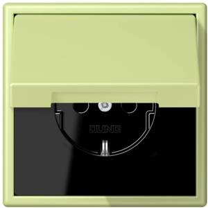 Фото Jung Le Corbusier LC1520KIKL32053 Розетка с крышкой и с заземляющим контактом (16 А, под рамку, шторки, скрытая установка, vert jaune clair)