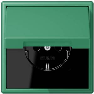 Фото Jung Le Corbusier LC1520KIKL4320G Розетка с крышкой и с заземляющим контактом (16 А, под рамку, шторки, скрытая установка, vert 59)