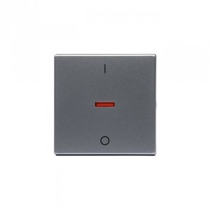 Фото ABB Impressivo 2TKA000550G1 Клавиша одиночная (маркировка, красная линза, алюминий)