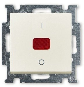 Фото ABB Basic55 2CKA001020A0093 Выключатель одноклавишный двухполюсной (20 А, индикация, под рамку, скрытая установка, chalet-белый)