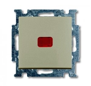 Фото ABB Basic55 2CKA001413A1092 Выключатель одноклавишный (Н.О. контакт, подсветка, 10 А, под рамку, скрытая установка, шампань)